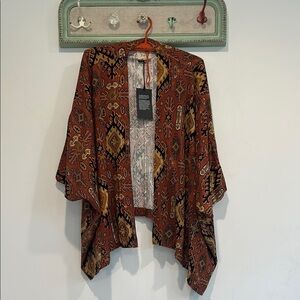 Chaser Aztec Bohemian Patterned Kimono Open front cardigan xs/s new w tags